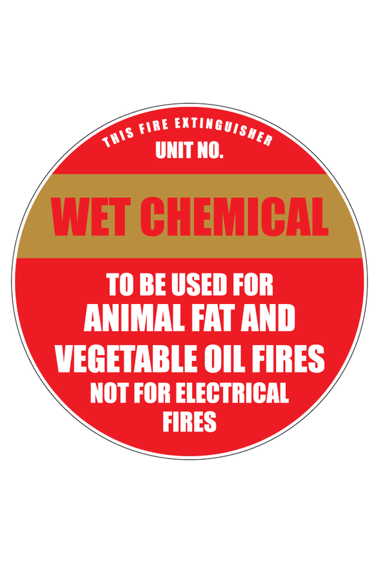 Circle Wet Chemical Fire Extinguisher Sign